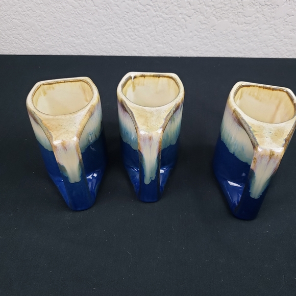 Padilla Kitchen 3 Blue Glazed Vintage Padilla Mugs Made In Mexico